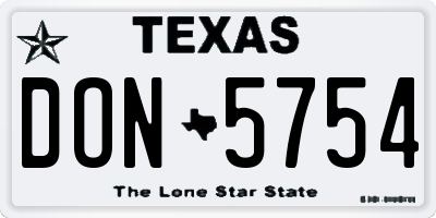 TX license plate DON5754