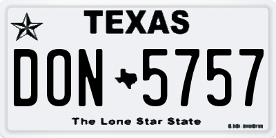 TX license plate DON5757