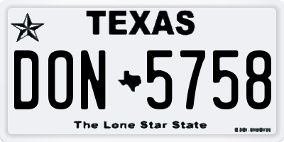 TX license plate DON5758