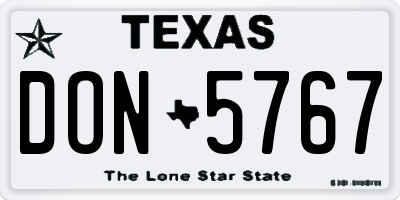 TX license plate DON5767