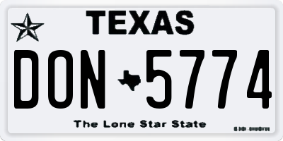 TX license plate DON5774