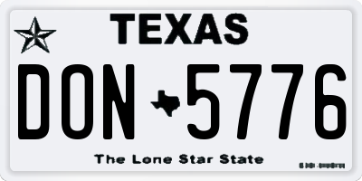 TX license plate DON5776