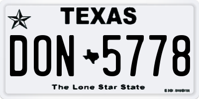 TX license plate DON5778