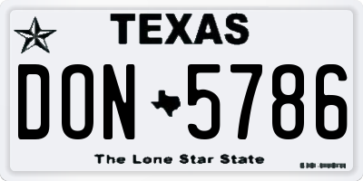 TX license plate DON5786