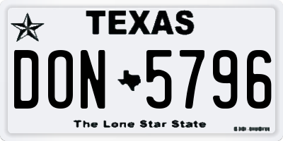 TX license plate DON5796