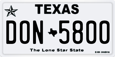 TX license plate DON5800