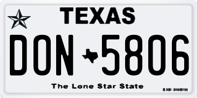 TX license plate DON5806