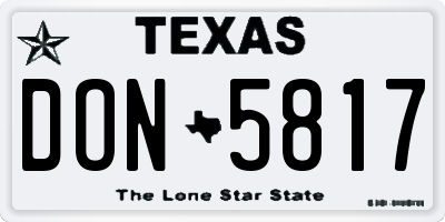 TX license plate DON5817