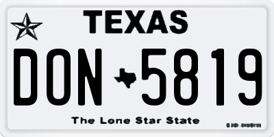 TX license plate DON5819