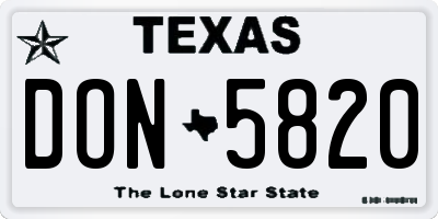 TX license plate DON5820