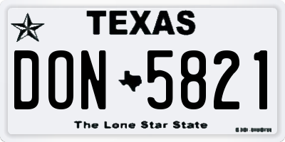 TX license plate DON5821
