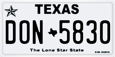 TX license plate DON5830