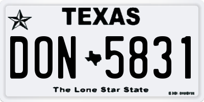 TX license plate DON5831