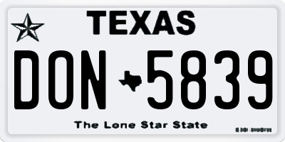 TX license plate DON5839