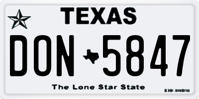 TX license plate DON5847
