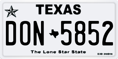 TX license plate DON5852