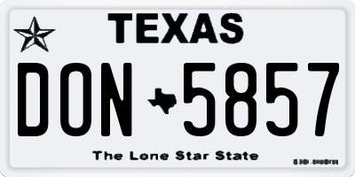 TX license plate DON5857