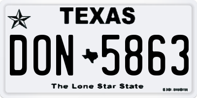 TX license plate DON5863
