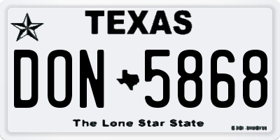 TX license plate DON5868