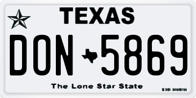 TX license plate DON5869