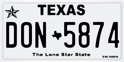 TX license plate DON5874
