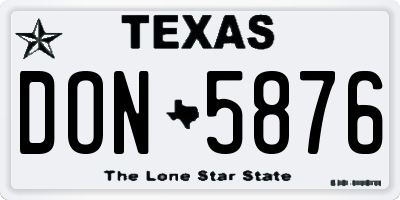 TX license plate DON5876