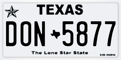 TX license plate DON5877