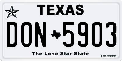 TX license plate DON5903