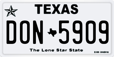TX license plate DON5909