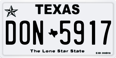 TX license plate DON5917