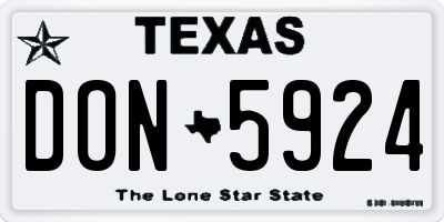 TX license plate DON5924