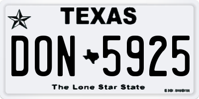 TX license plate DON5925