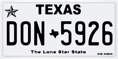 TX license plate DON5926