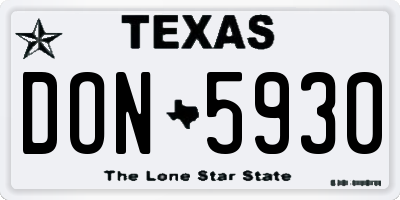 TX license plate DON5930