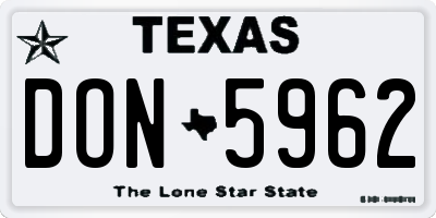 TX license plate DON5962