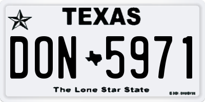 TX license plate DON5971