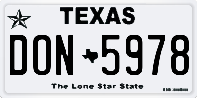 TX license plate DON5978