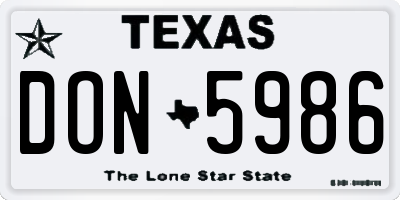 TX license plate DON5986