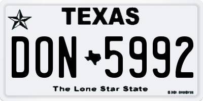 TX license plate DON5992