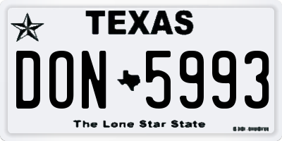 TX license plate DON5993