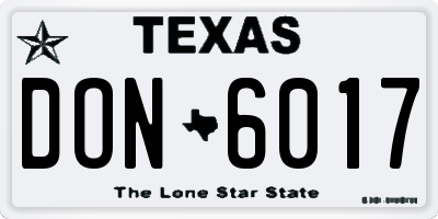 TX license plate DON6017