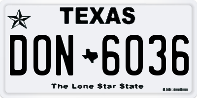 TX license plate DON6036