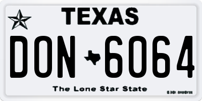 TX license plate DON6064