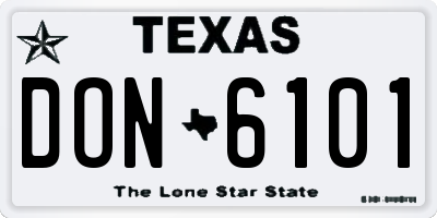 TX license plate DON6101