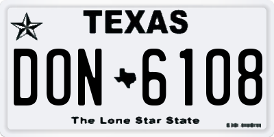 TX license plate DON6108
