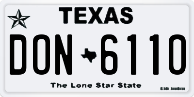 TX license plate DON6110