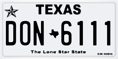 TX license plate DON6111