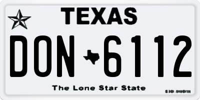 TX license plate DON6112