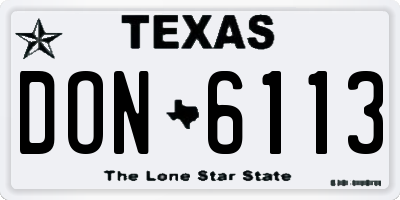 TX license plate DON6113