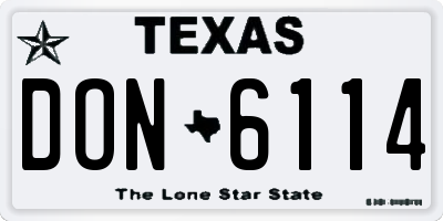 TX license plate DON6114